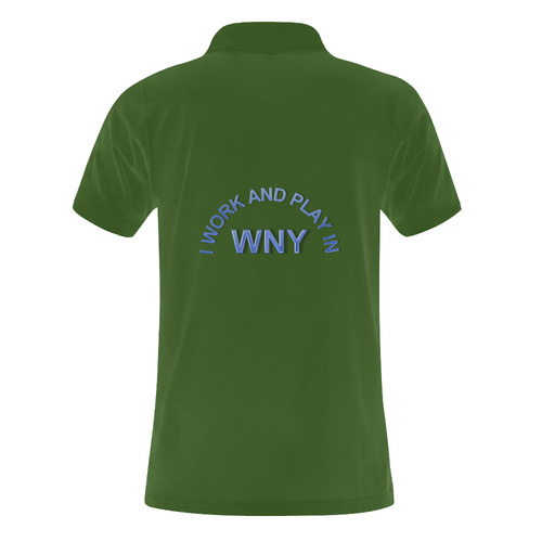 I WORK AND PLAY  IN WNY on Green Men's Polo Shirt (Model T24)