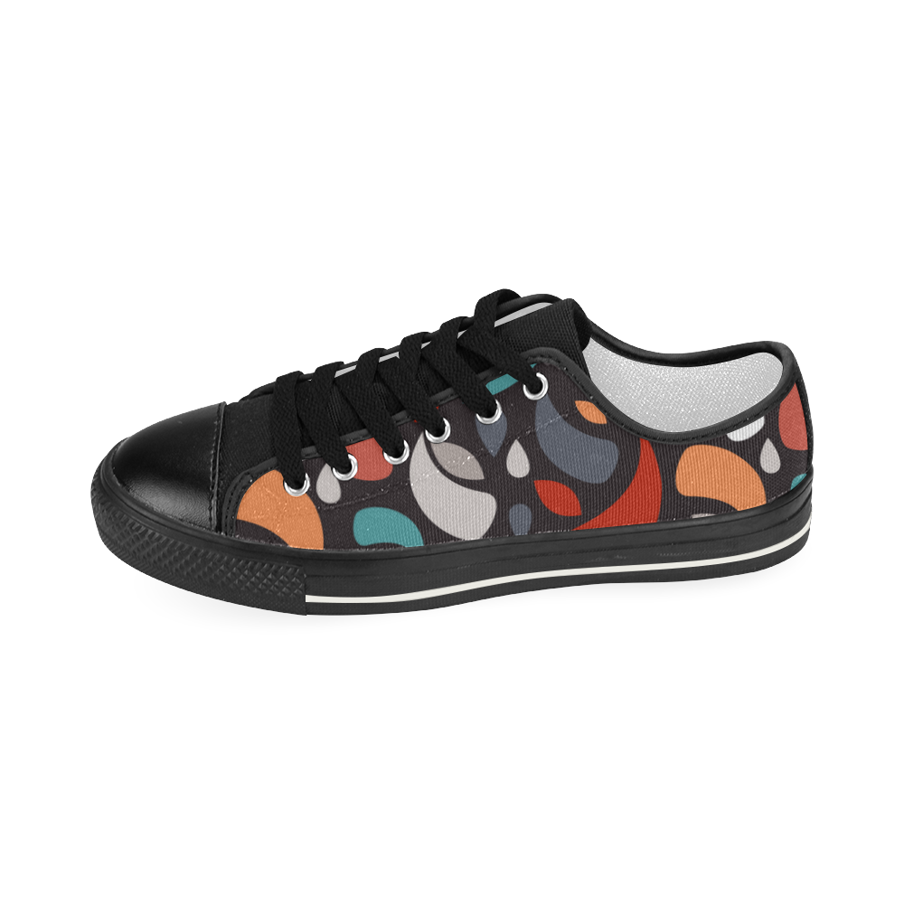 Colorful Leaves And Geometric Shapes Women's Classic Canvas Shoes (Model 018)