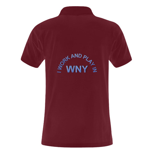I WORK AND PLAY  IN WNY on Maroon Men's Polo Shirt (Model T24)