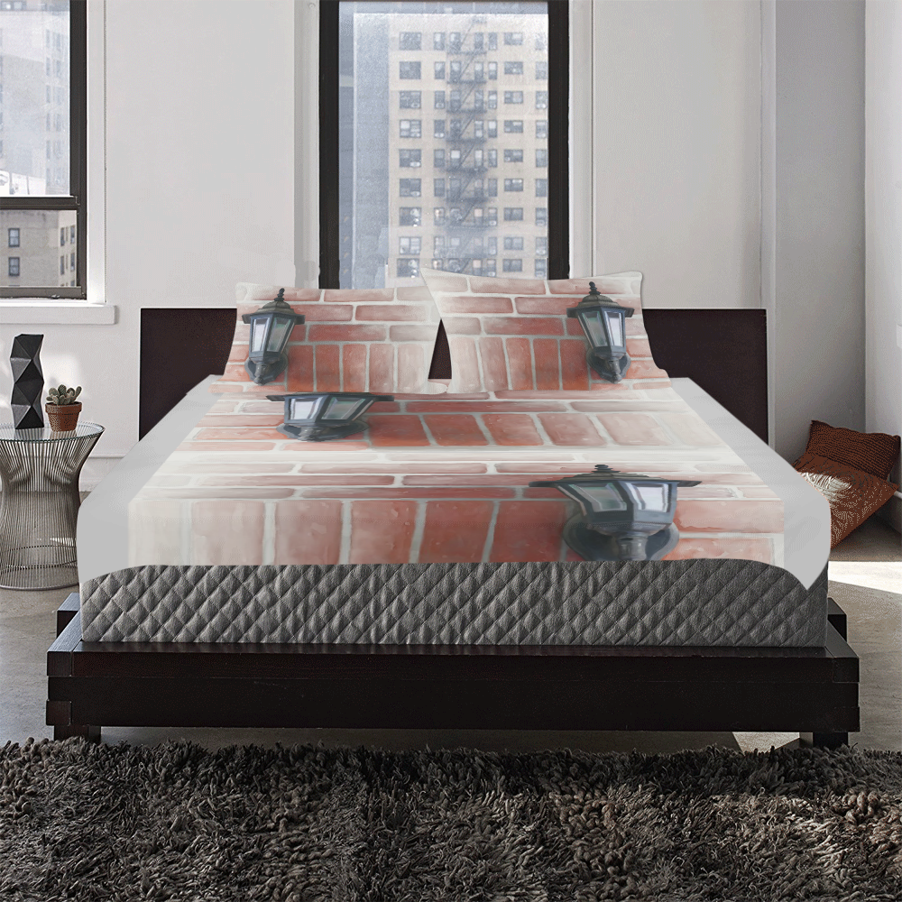 Lamp, Red Brick 3-Piece Bedding Set