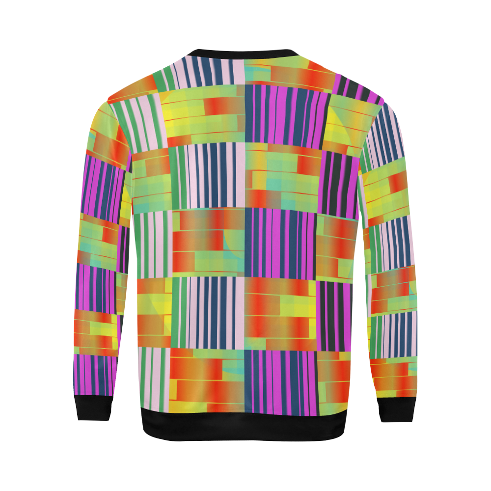 Vertical and horizontal stripes All Over Print Crewneck Sweatshirt for Men (Model H18)