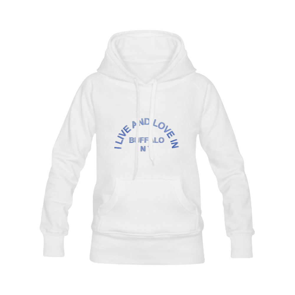 I LIVE AND LOVE  IN BUFFALO NY on White Women's Classic Hoodies (Model H07)