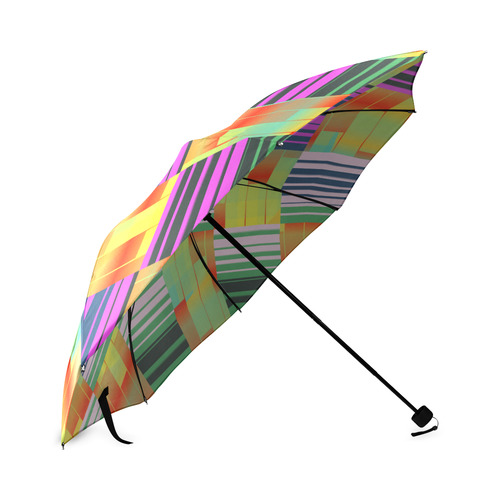 Vertical and horizontal stripes Foldable Umbrella (Model U01)