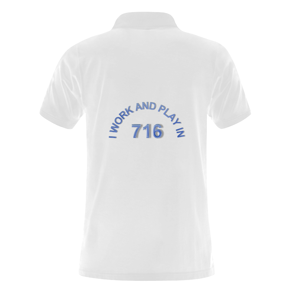 I WORK AND PLAY  IN 716 on White Men's Polo Shirt (Model T24)