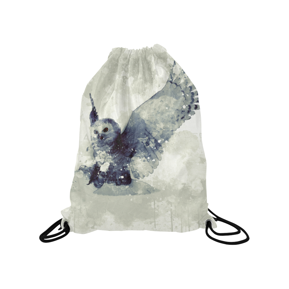 Wonderful owl, watercolor Medium Drawstring Bag Model 1604 (Twin Sides) 13.8"(W) * 18.1"(H)