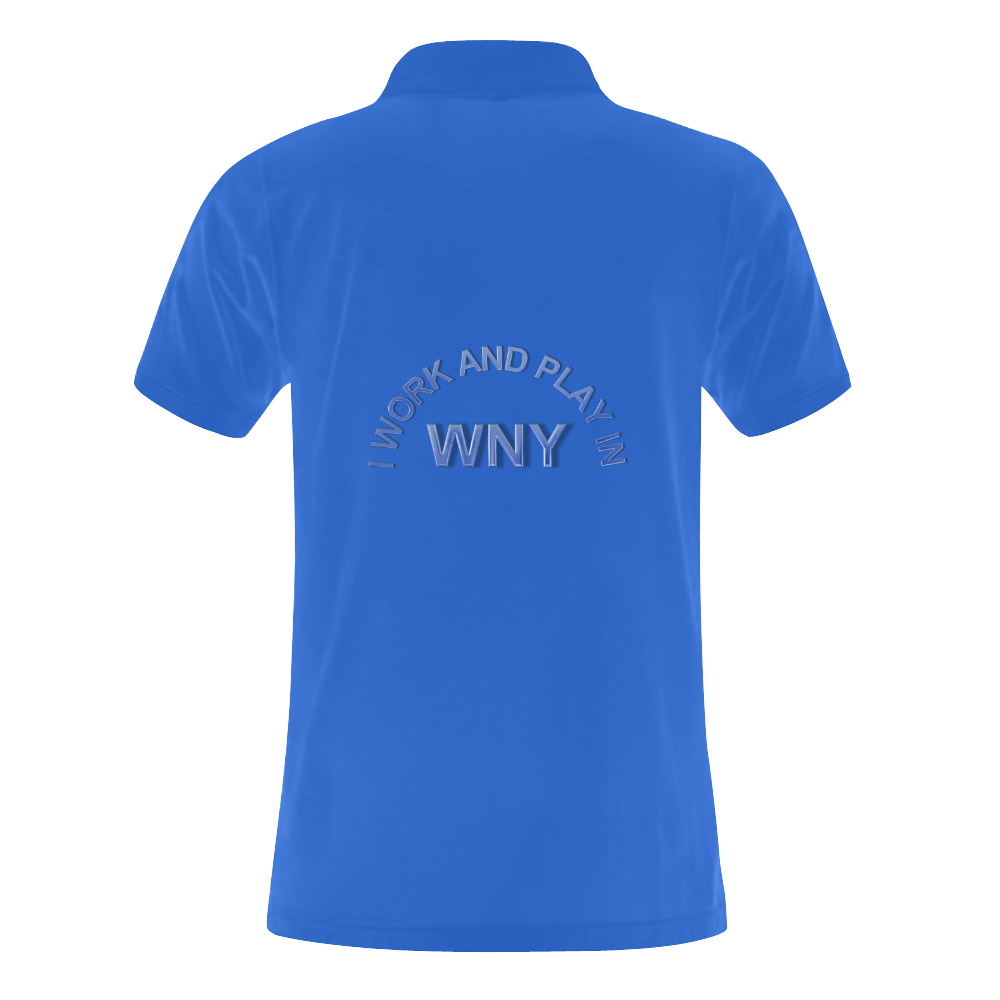 I WORK AND PLAY  IN WNY on Royal Blue Men's Polo Shirt (Model T24)