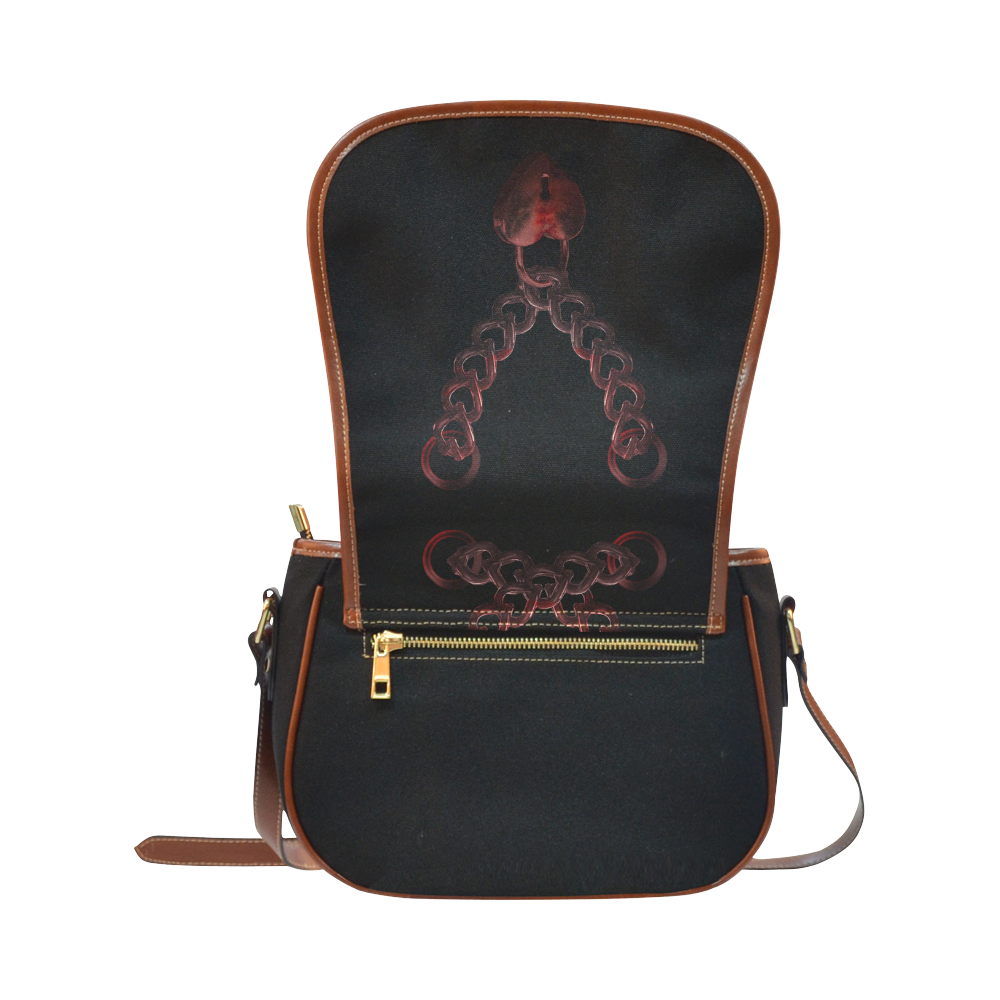 Chain Lock Lacing Love Heart s Saddle Bag/Small (Model 1649)(Flap Customization)
