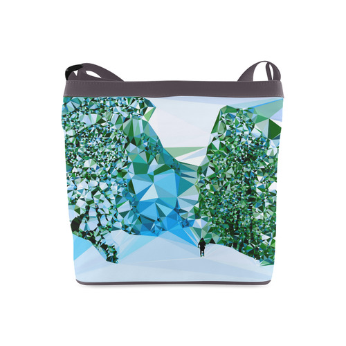 Figure In Snow Low Poly Triangles Crossbody Bags (Model 1613)