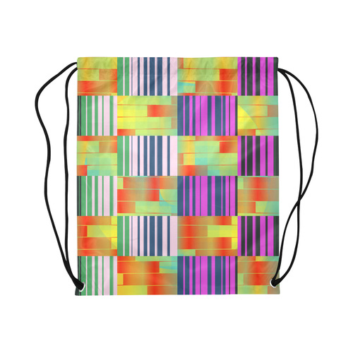 Vertical and horizontal stripes Large Drawstring Bag Model 1604 (Twin Sides)  16.5"(W) * 19.3"(H)