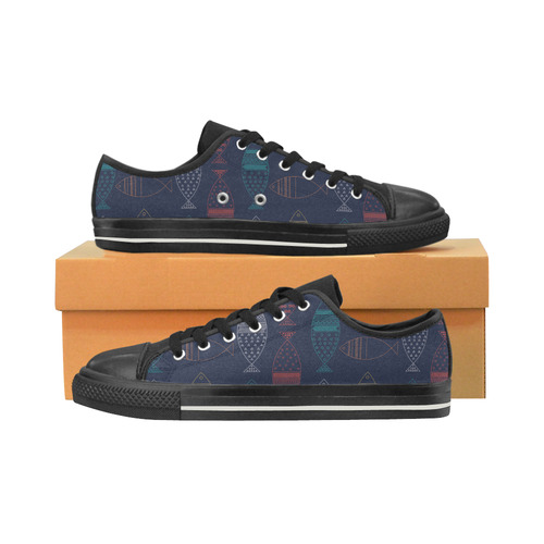 color abstract fish Women's Classic Canvas Shoes (Model 018)