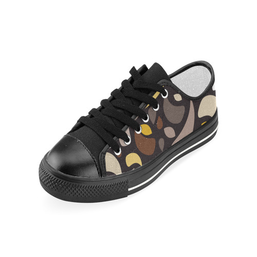 Brown Leaves And Geometric Shapes Women's Classic Canvas Shoes (Model 018)
