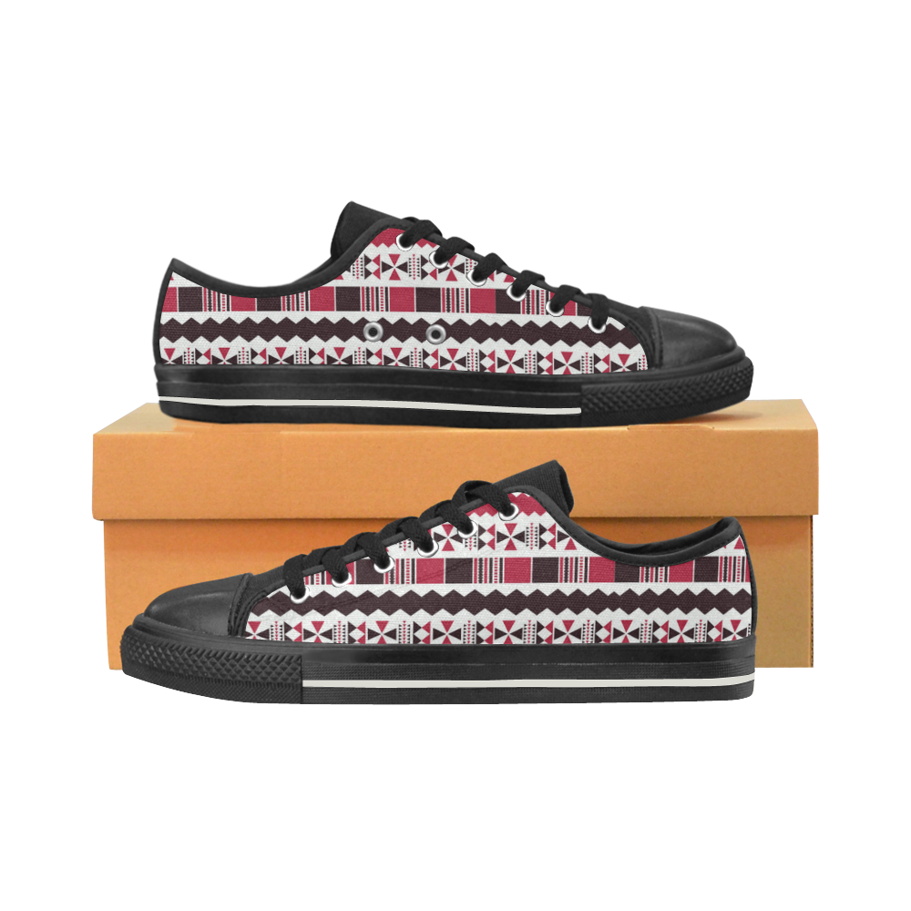 Red Aztec Tribal Women's Classic Canvas Shoes (Model 018)
