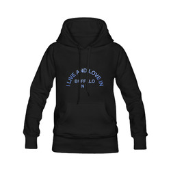 I LIVE AND LOVE  IN BUFFALO NY on Black Men's Classic Hoodies (Model H10)