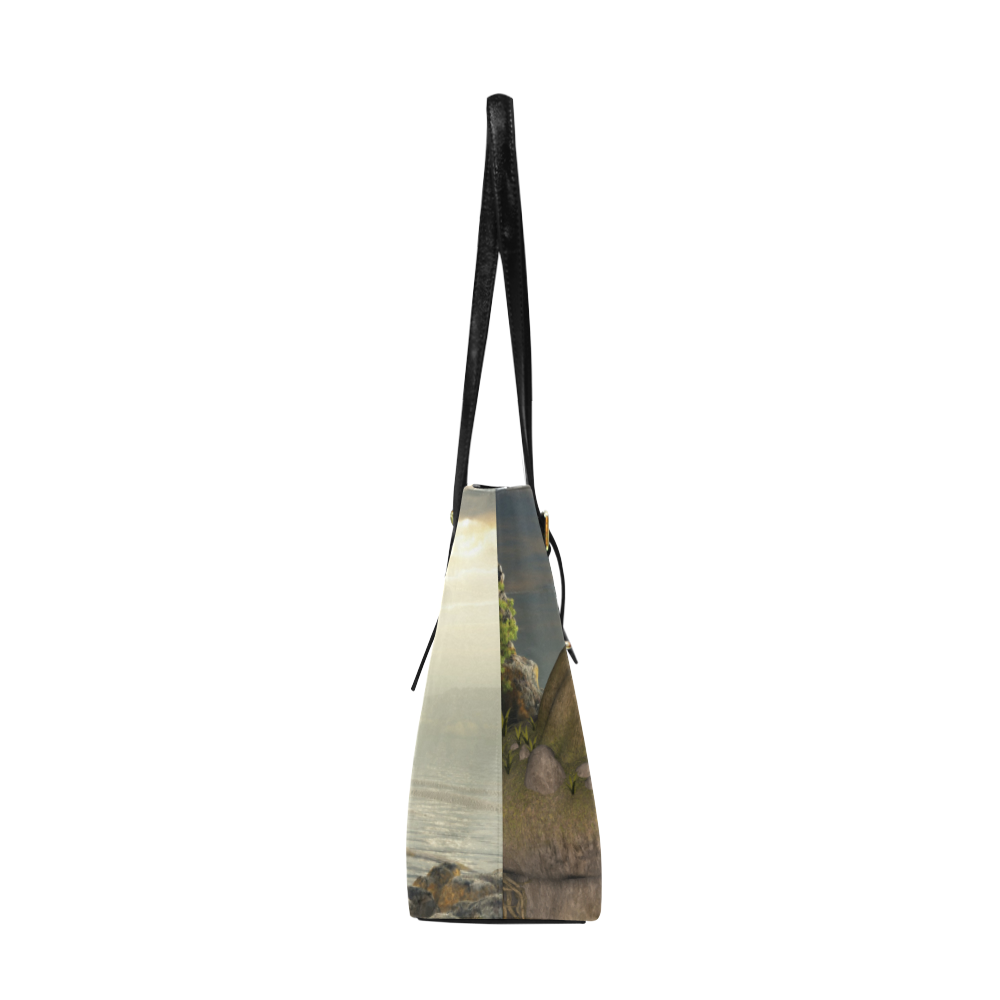 The lonely wolf on a flying rock Euramerican Tote Bag/Large (Model 1656)