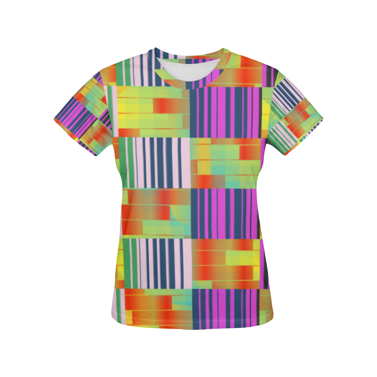 Vertical and horizontal stripes All Over Print T-Shirt for Women (USA Size) (Model T40)