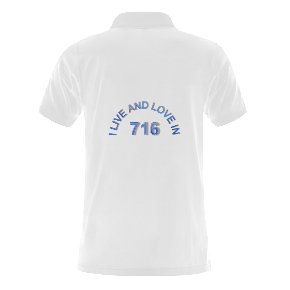I LIVE AND LOVE IN 716 on White Men's Polo Shirt (Model T24)