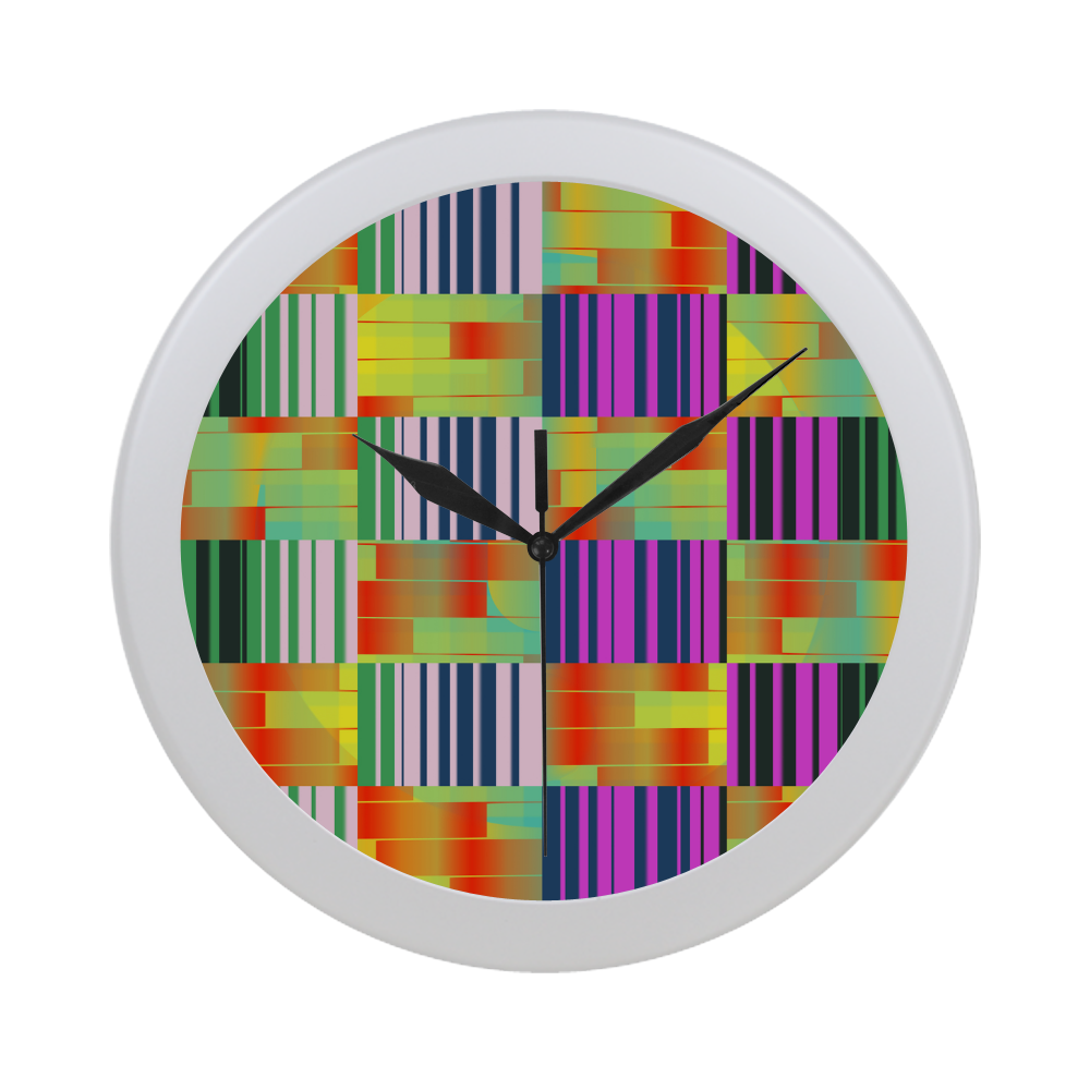 Vertical and horizontal stripes Circular Plastic Wall clock