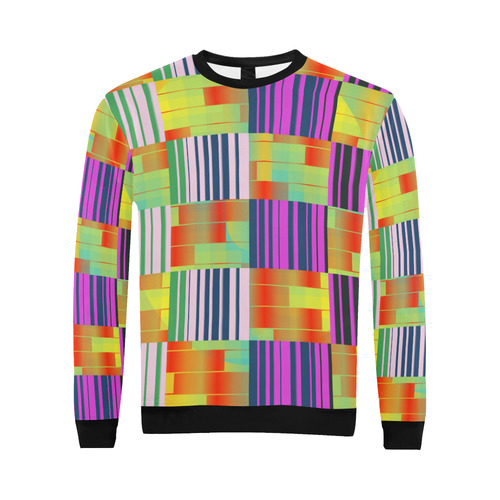 Vertical and horizontal stripes All Over Print Crewneck Sweatshirt for Men (Model H18)