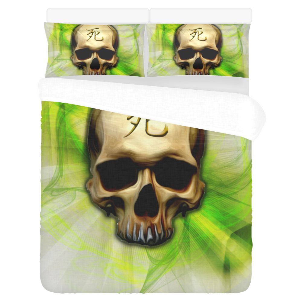 Death Kanji Skull 3-Piece Bedding Set