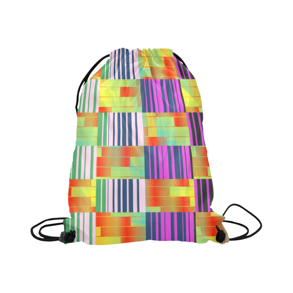 Vertical and horizontal stripes Large Drawstring Bag Model 1604 (Twin Sides)  16.5"(W) * 19.3"(H)