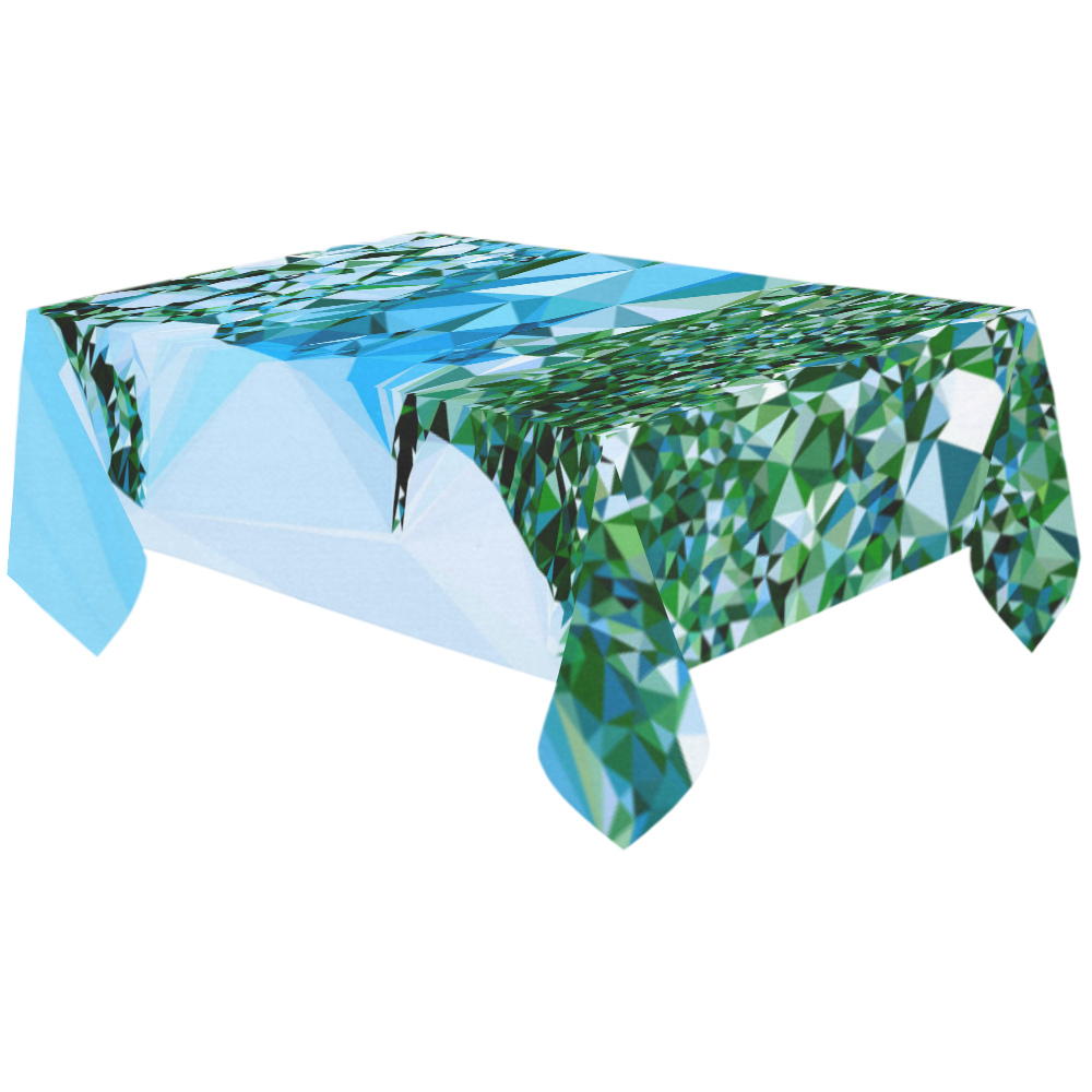 Figure In Snow Low Poly Triangles Cotton Linen Tablecloth 60"x120"