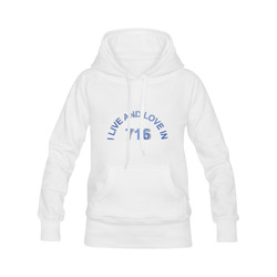 I LIVE AND LOVE IN 716 on White Women's Classic Hoodies (Model H07)