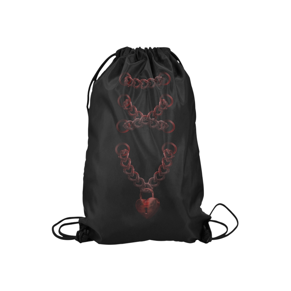 Chain Lock Lacing Love Heart s Small Drawstring Bag Model 1604 (Twin Sides) 11"(W) * 17.7"(H)