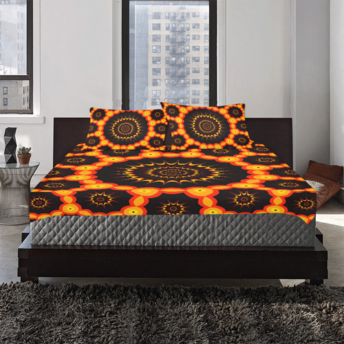 Vivid fractal spider webs 3-Piece Bedding Set