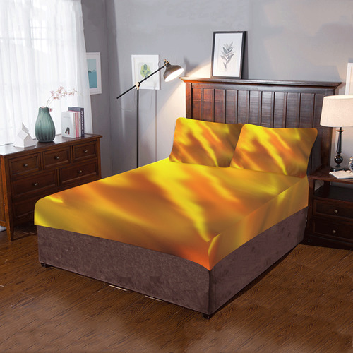 Golden solar flare pattern 3-Piece Bedding Set