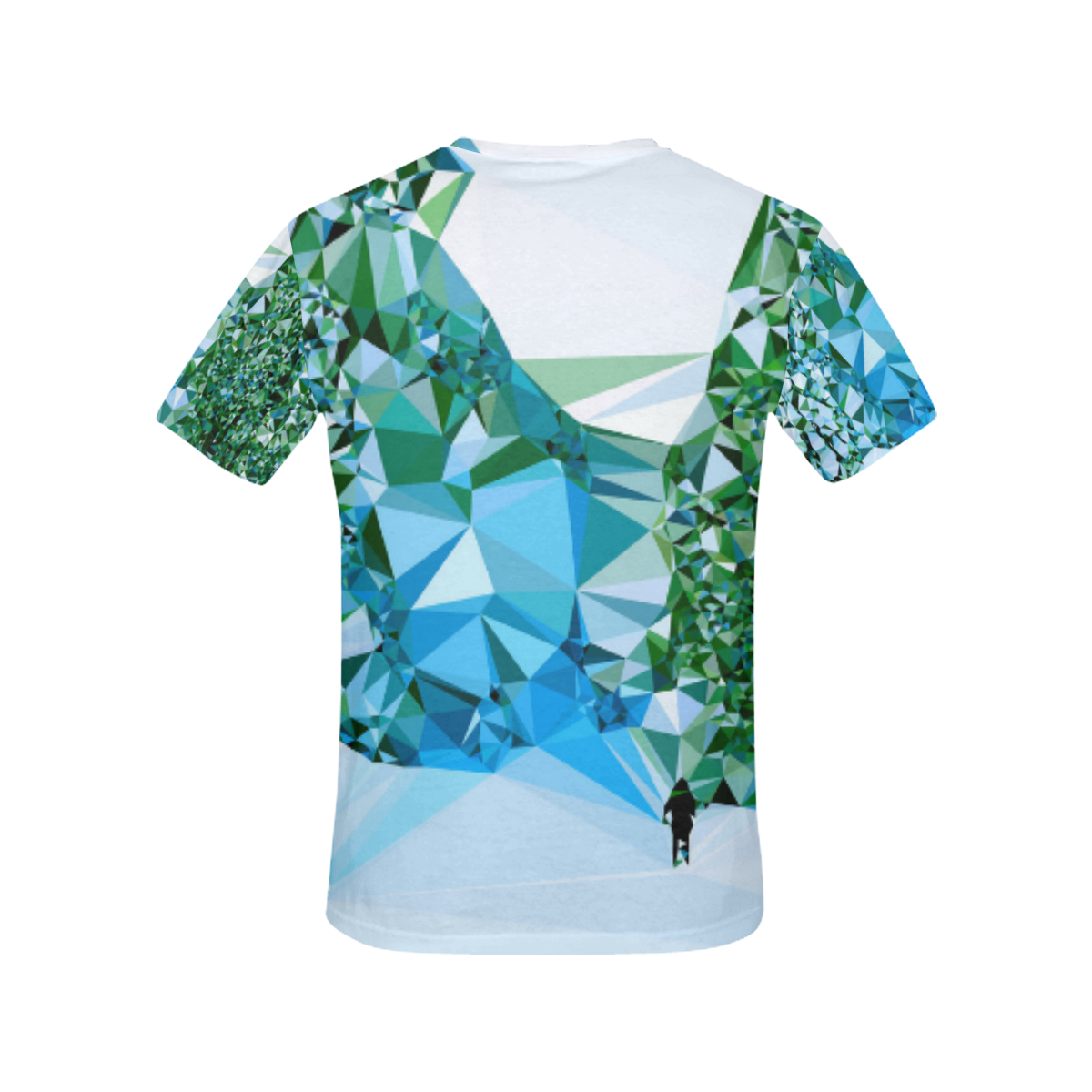 Figure In Snow Low Poly Triangles All Over Print T-Shirt for Women (USA Size) (Model T40)