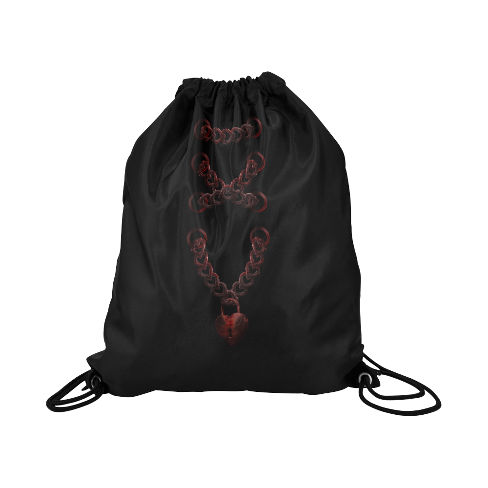 Chain Lock Lacing Love Heart s Large Drawstring Bag Model 1604 (Twin Sides)  16.5"(W) * 19.3"(H)