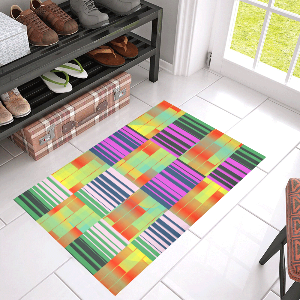 Vertical and horizontal stripes Azalea Doormat 30" x 18" (Sponge Material)