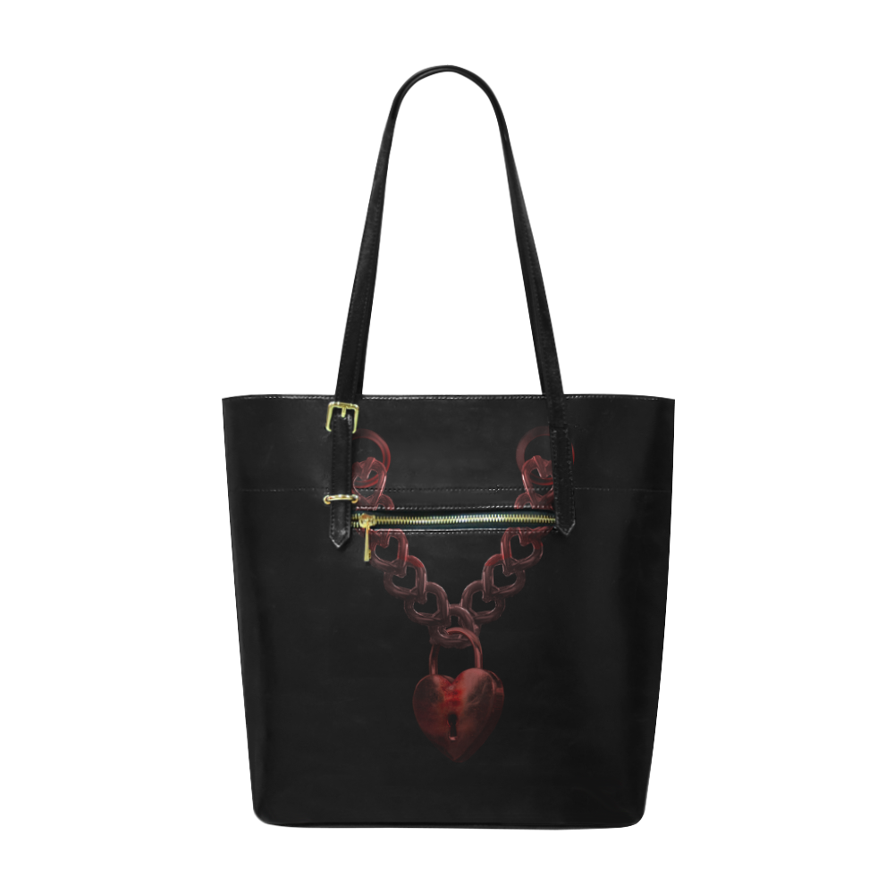 Chain Lock Lacing Love Heart s Euramerican Tote Bag/Small (Model 1655)