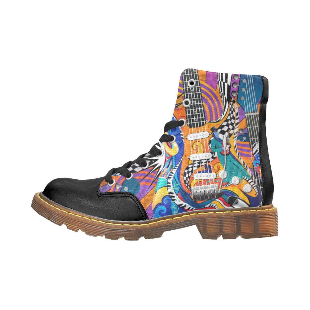 Musician Boots Guitar Music Print Apache Round Toe Men's Winter Boots ...