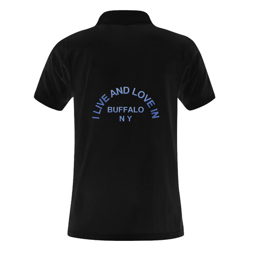 I LIVE AND LOVE  IN BUFFALO NY on Black Men's Polo Shirt (Model T24)