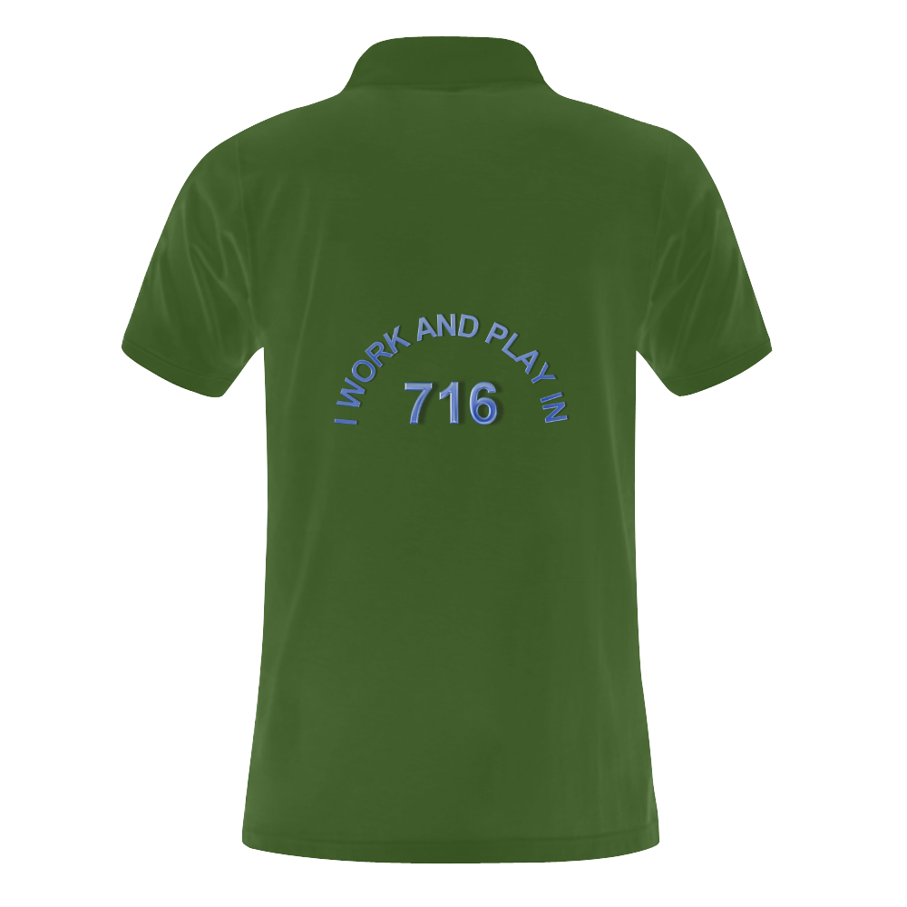 I WORK AND PLAY  IN 716 on Green Men's Polo Shirt (Model T24)