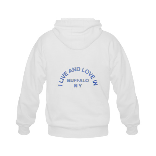 I LIVE AND LOVE  IN BUFFALO NY Gildan Full Zip Hooded Sweatshirt (Model H02)