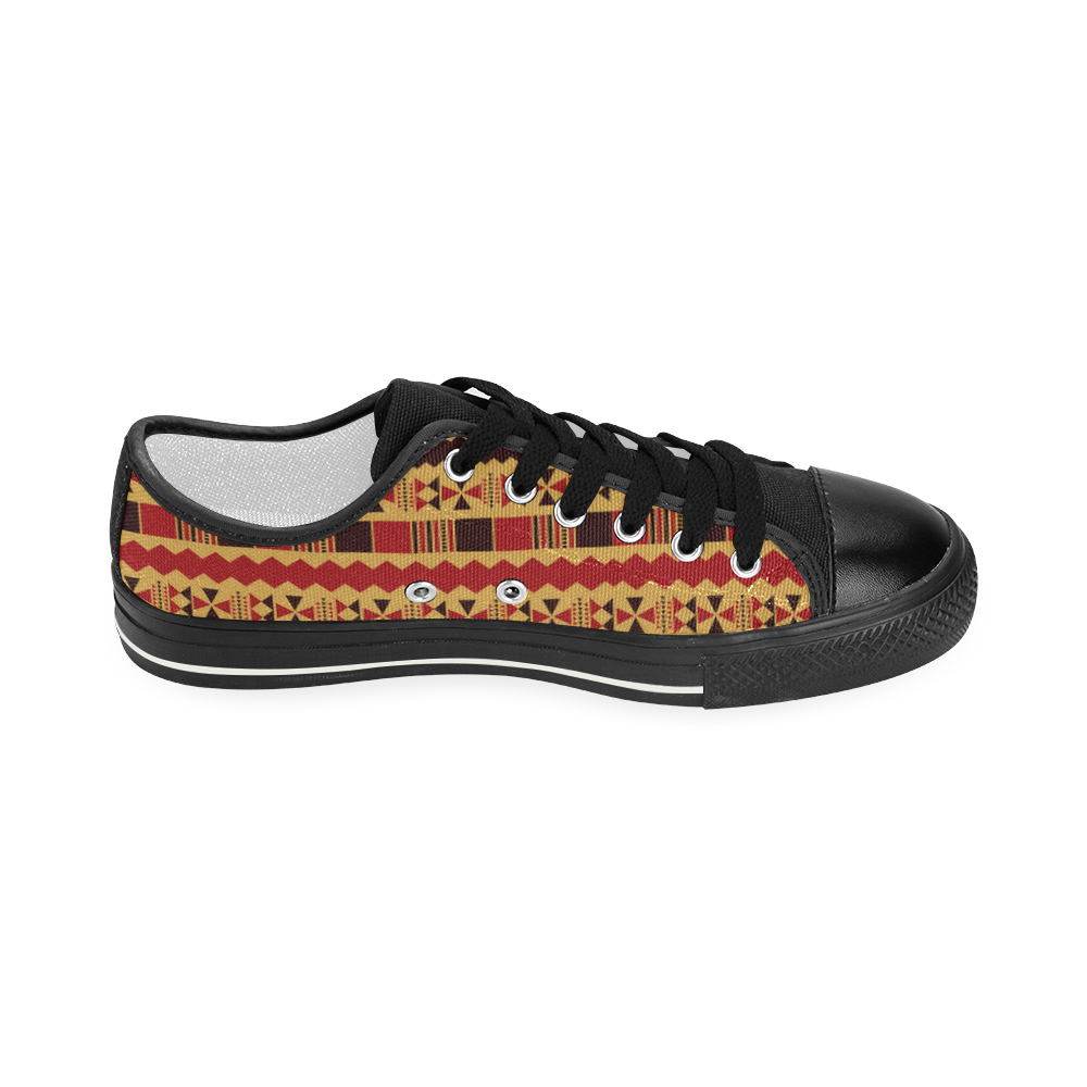 Yellow With Red Aztec Women's Classic Canvas Shoes (Model 018)