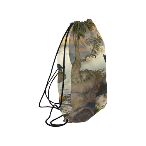 The lonely wolf on a flying rock Medium Drawstring Bag Model 1604 (Twin Sides) 13.8"(W) * 18.1"(H)