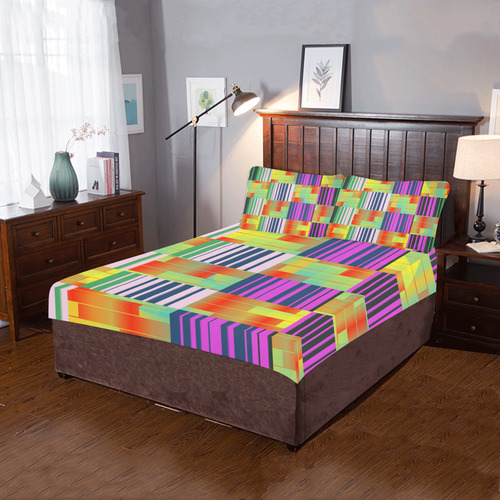 Vertical and horizontal stripes 3-Piece Bedding Set