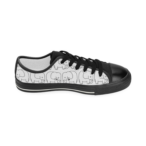 black and white elephant Women's Classic Canvas Shoes (Model 018)