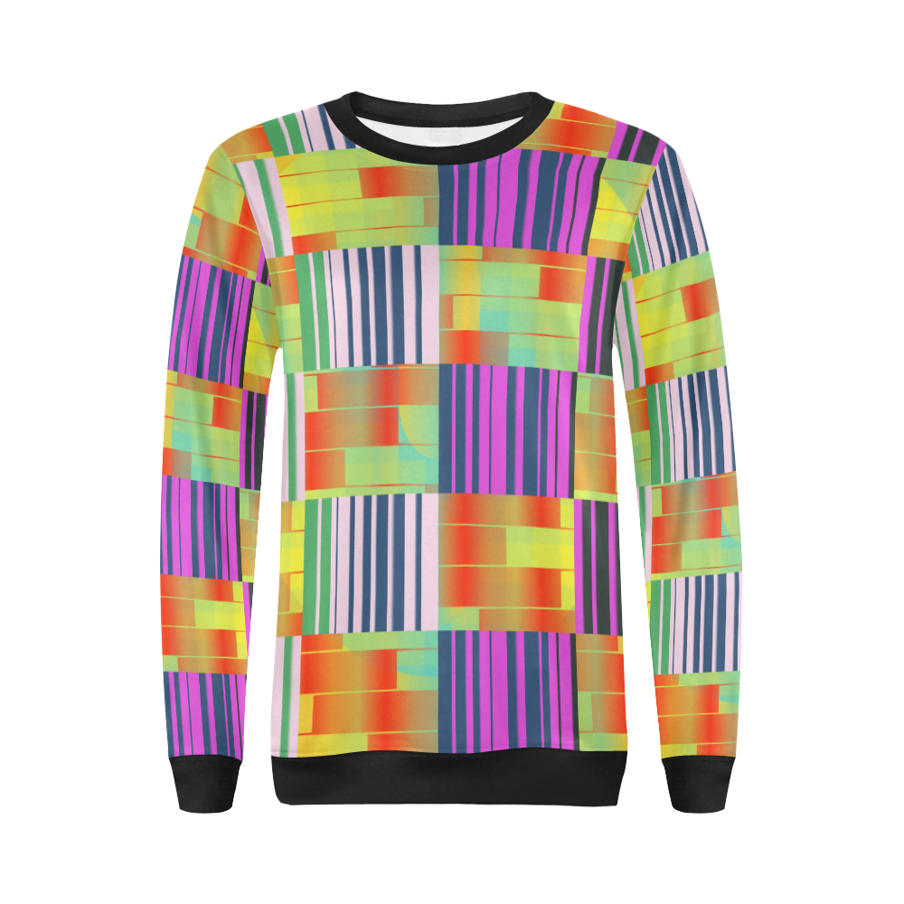 Vertical and horizontal stripes All Over Print Crewneck Sweatshirt for Women (Model H18)