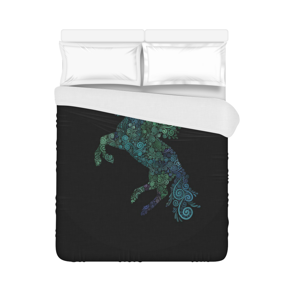 3D Psychedelic Unicorn blue and green Duvet Cover 86"x70" ( All-over-print)