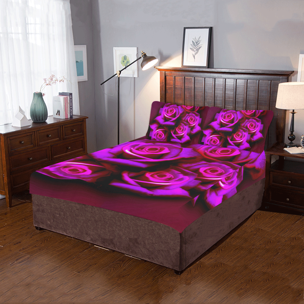 Purple roses 3-Piece Bedding Set