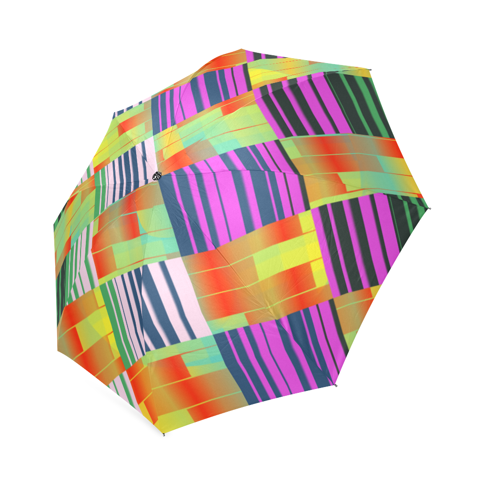 Vertical and horizontal stripes Foldable Umbrella (Model U01)