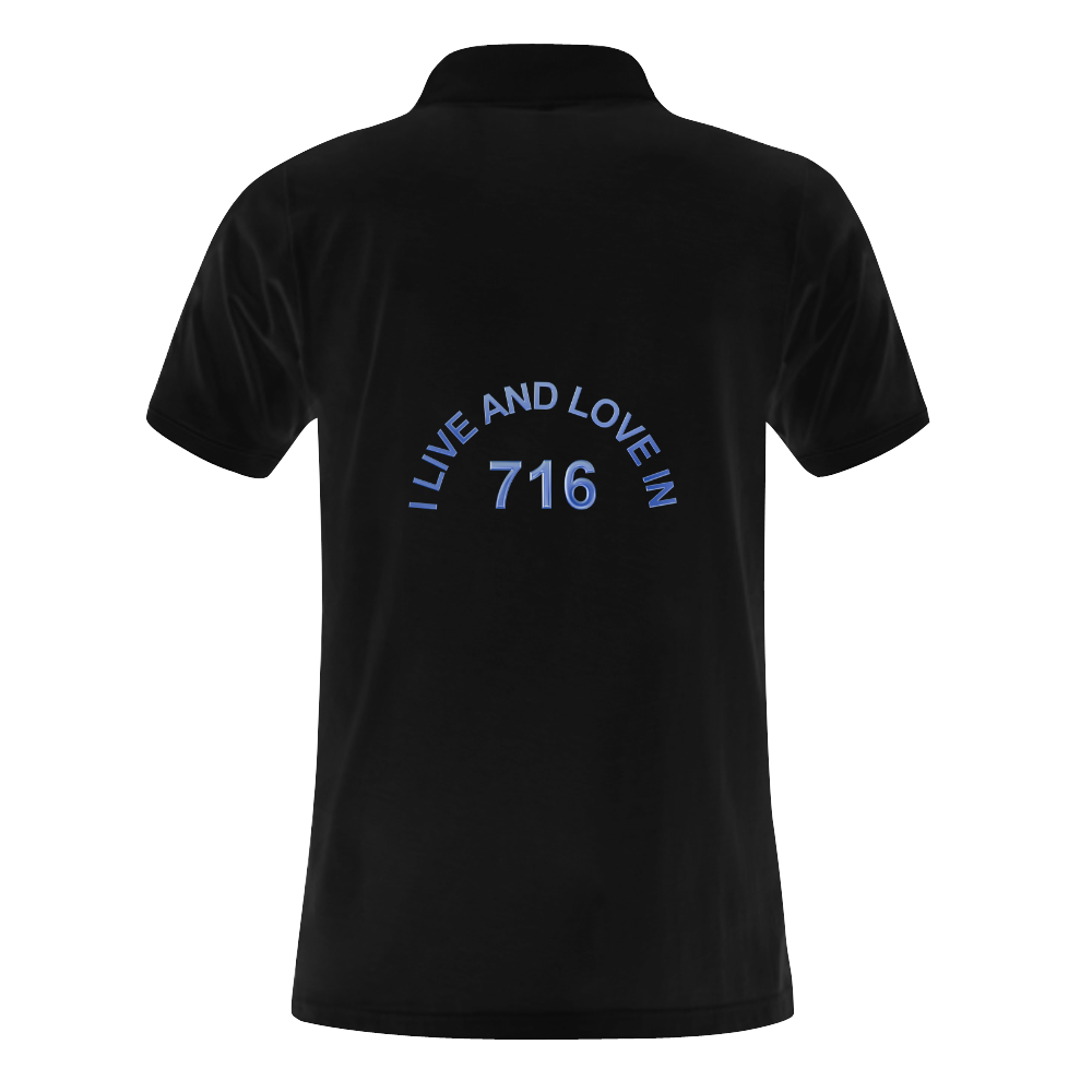 I LIVE AND LOVE IN 716 on Black Men's Polo Shirt (Model T24)