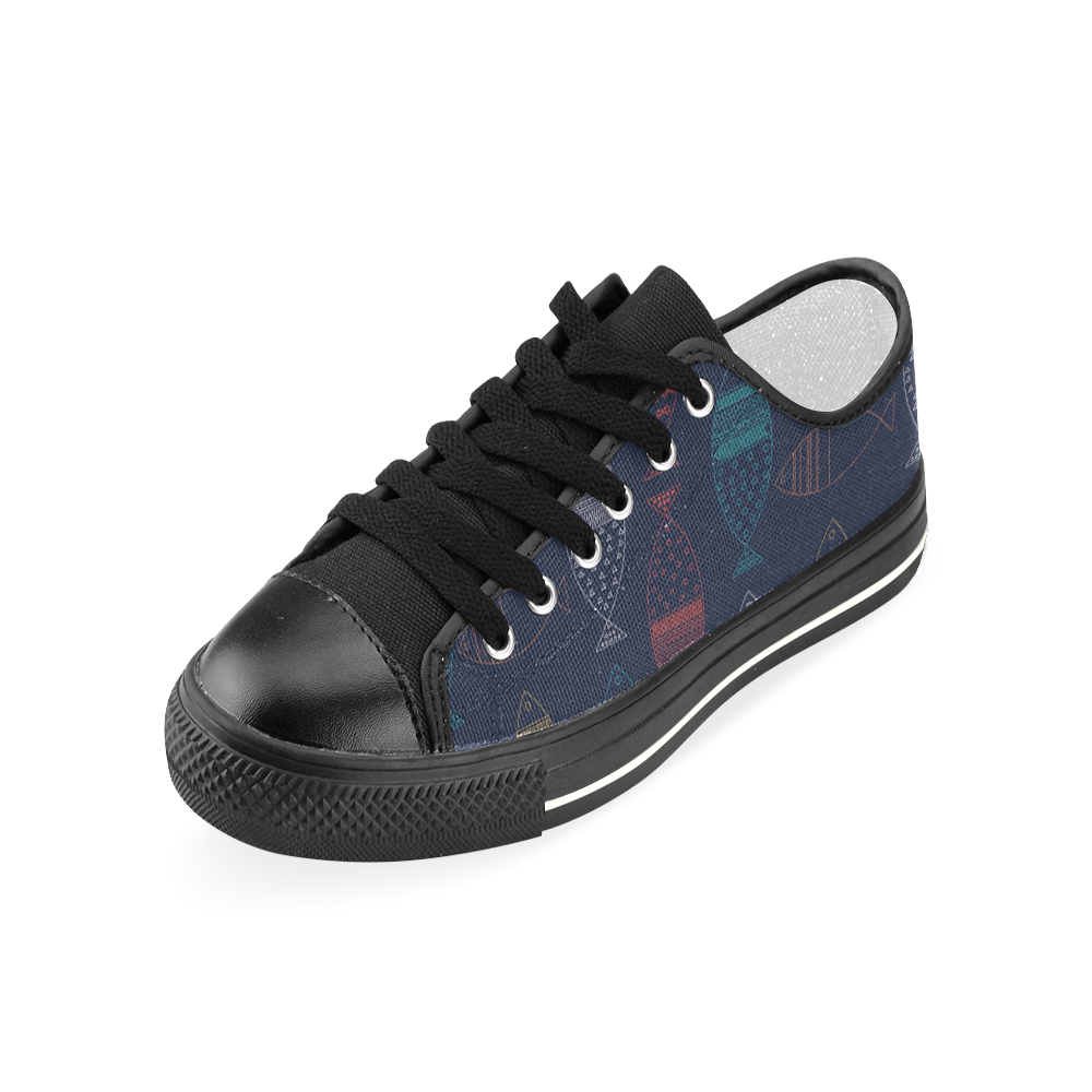 color abstract fish Women's Classic Canvas Shoes (Model 018)
