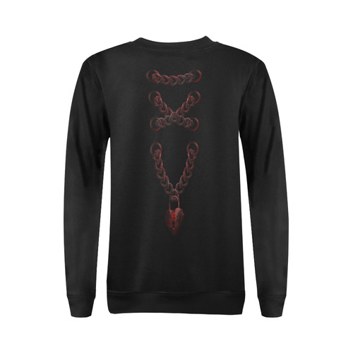 Chain Lock Lacing Love Heart s All Over Print Crewneck Sweatshirt for Women (Model H18)