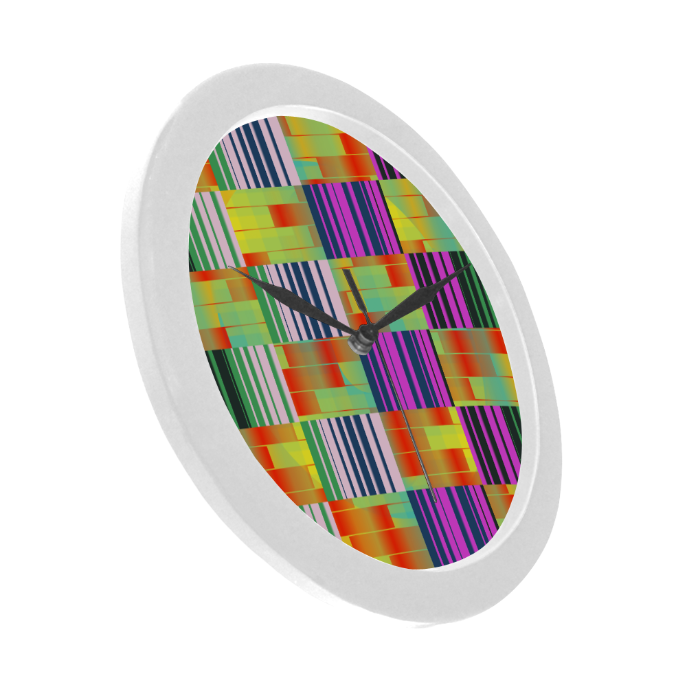 Vertical and horizontal stripes Circular Plastic Wall clock