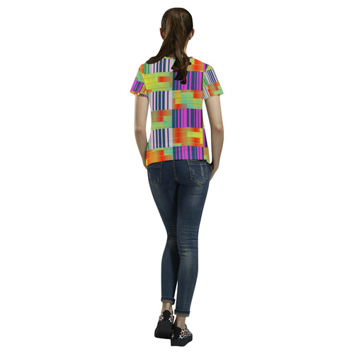 Vertical and horizontal stripes All Over Print T-Shirt for Women (USA Size) (Model T40)